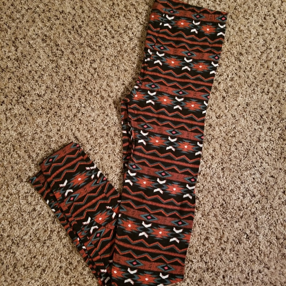 Pink Rose Aztec Patterned Cotton Leggings